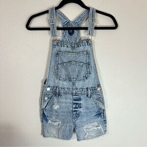Gap Kids Denim Shortalls with Washwell Blue Overalls Distressed Size Medium